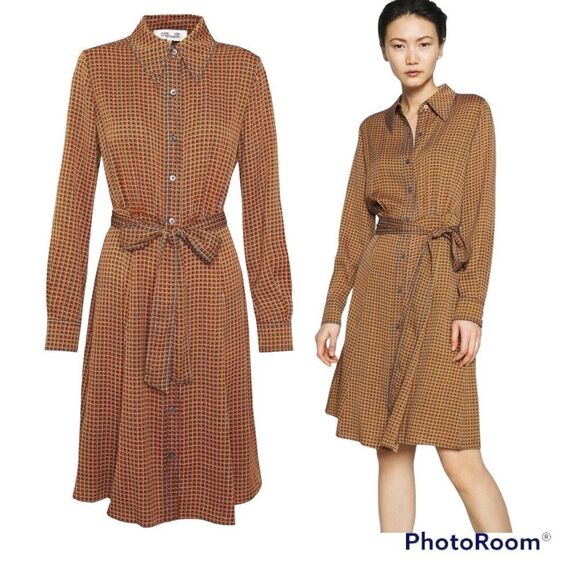 Diane Von Furstenberg Geometric Wrap Dress 
Tigress belted DVF Mocha Mousse XS - Picture 12 of 17